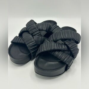 Simon Miller Criss Cross Black Vegan Leather Sandals, size 39, US Women’s 9.0